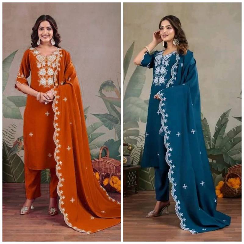 9 Star Syera Hit Roman SIlk Embroidered Designer Kurti With Bottam Dupatta