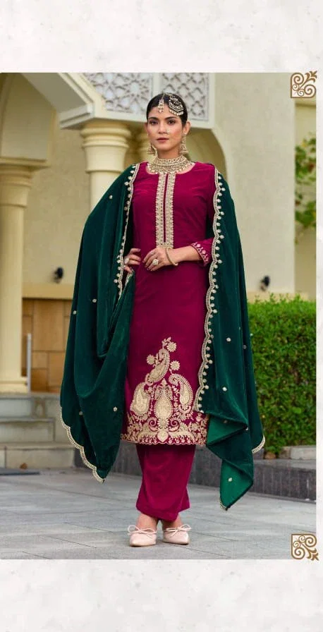 Levisha Aarushi Velvet Designer Embroidery Dress Material Collection