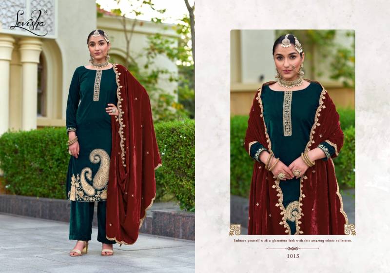 Levisha Aarushi Velvet Designer Embroidery Dress Material Collection