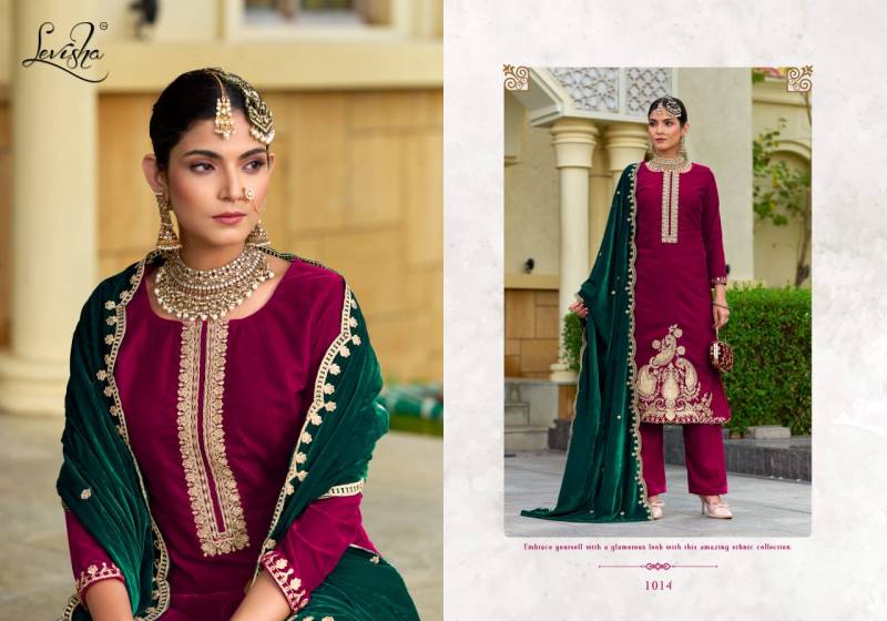 Levisha Aarushi Velvet Designer Embroidery Dress Material Collection