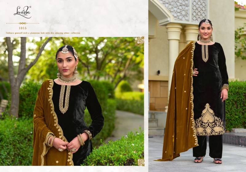 Levisha Aarushi Velvet Designer Embroidery Dress Material Collection