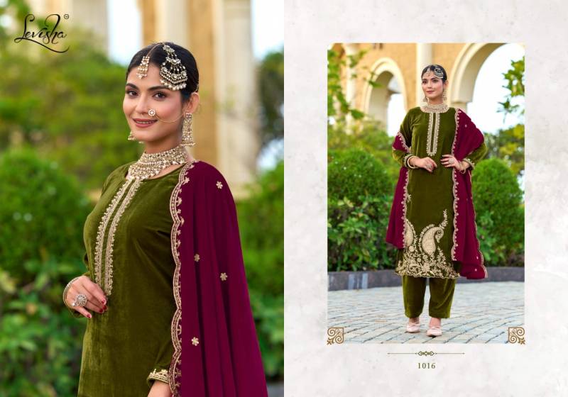 Levisha Aarushi Velvet Designer Embroidery Dress Material Collection