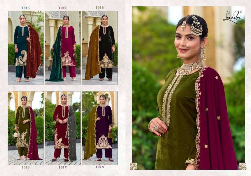 Levisha Aarushi Velvet Designer Embroidery Dress Material Collection