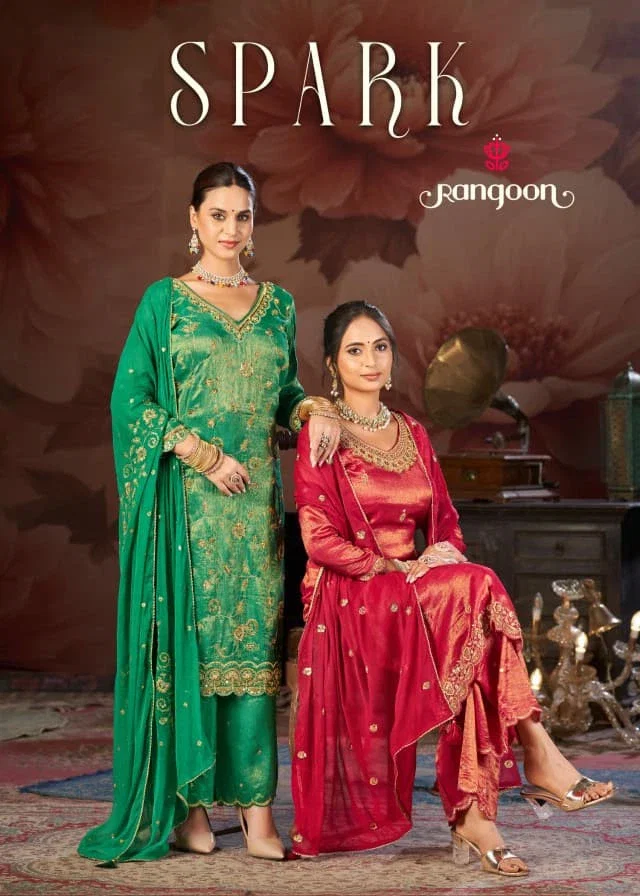 Rangoon Spark Viscose Simmer Fancy Work Designer Salwar Kameez
