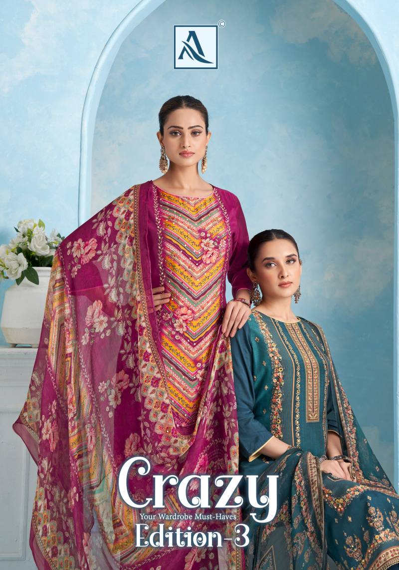 Alok Crazy Edition 3 Viscose Maslin Designer Work Dress Material