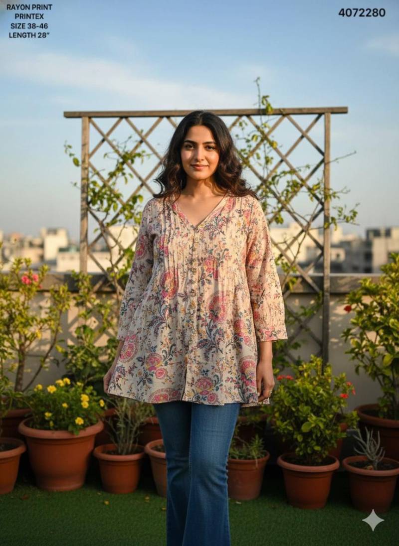 Naisha K 445 Rayon Printex Casual Wear Short Top Collection
