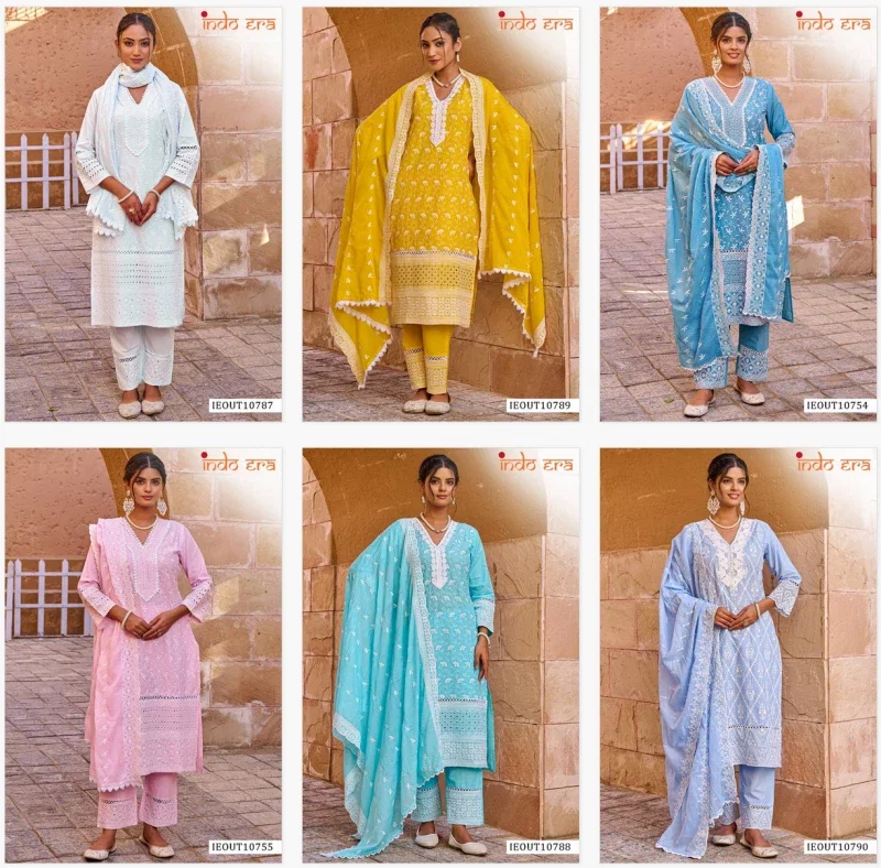 Indo Era 2591 Cotton Floral Printed Embroidered Kurti Bottam with Dupatta