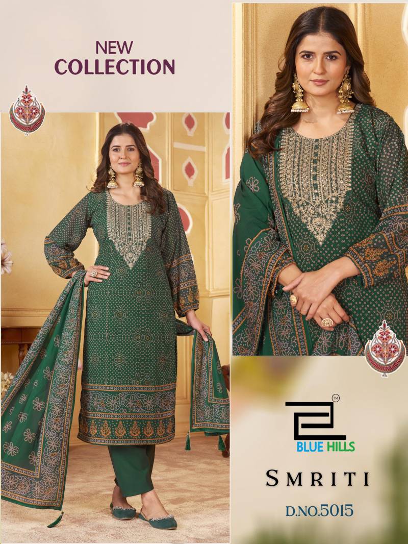 Blue Hills Smriti Chiffon Digital Print Embroidery Top Bottom And Dupatta