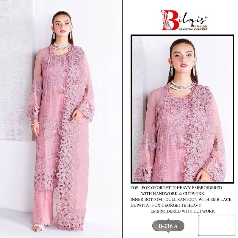 Bilqis B 216 A To D Faux Georgette Embroidered Pakistani Salwar Kameez