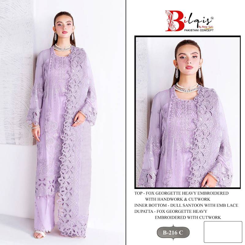Bilqis B 216 A To D Faux Georgette Embroidered Pakistani Salwar Kameez