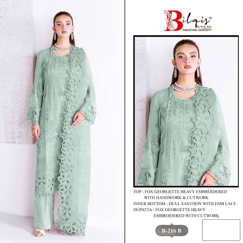 Bilqis B 216 A To D Faux Georgette Embroidered Pakistani Salwar Kameez