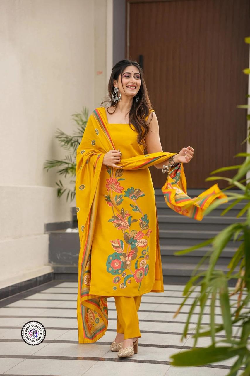 Lekha KL 5031 French Crepe Printed Kurti Bottom With Dupatta