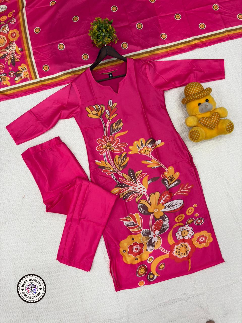 Lekha KL 5031 French Crepe Printed Kurti Bottom With Dupatta