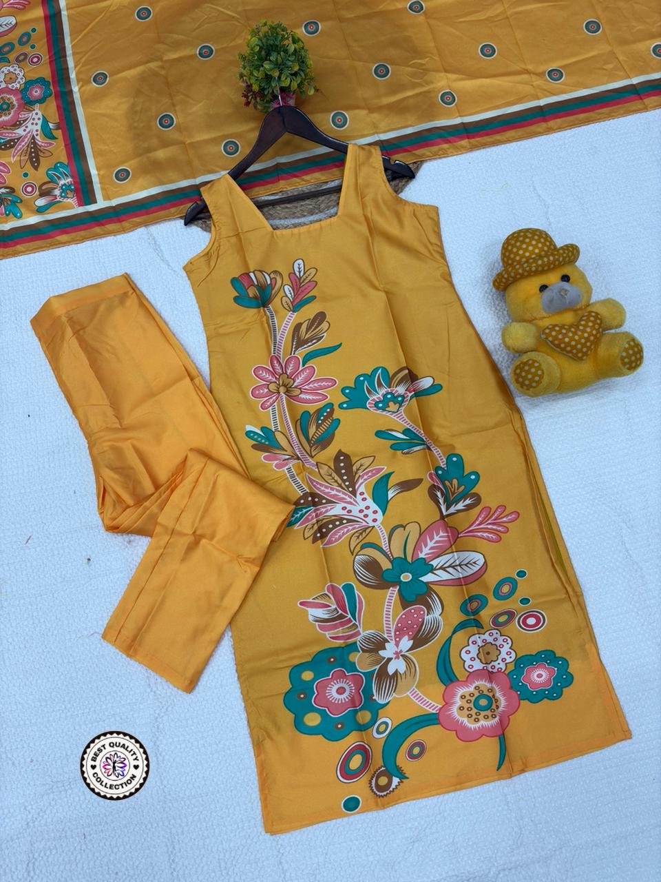 Lekha KL 5031 French Crepe Printed Kurti Bottom With Dupatta