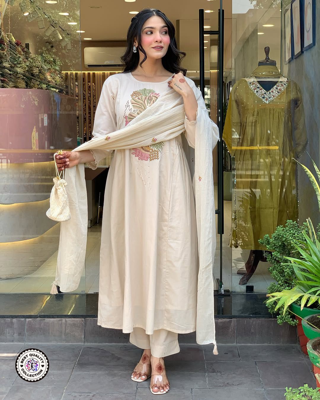Lekha KL 4085 Rayon Slub Embroidery Kurti Bottom With Dupatta