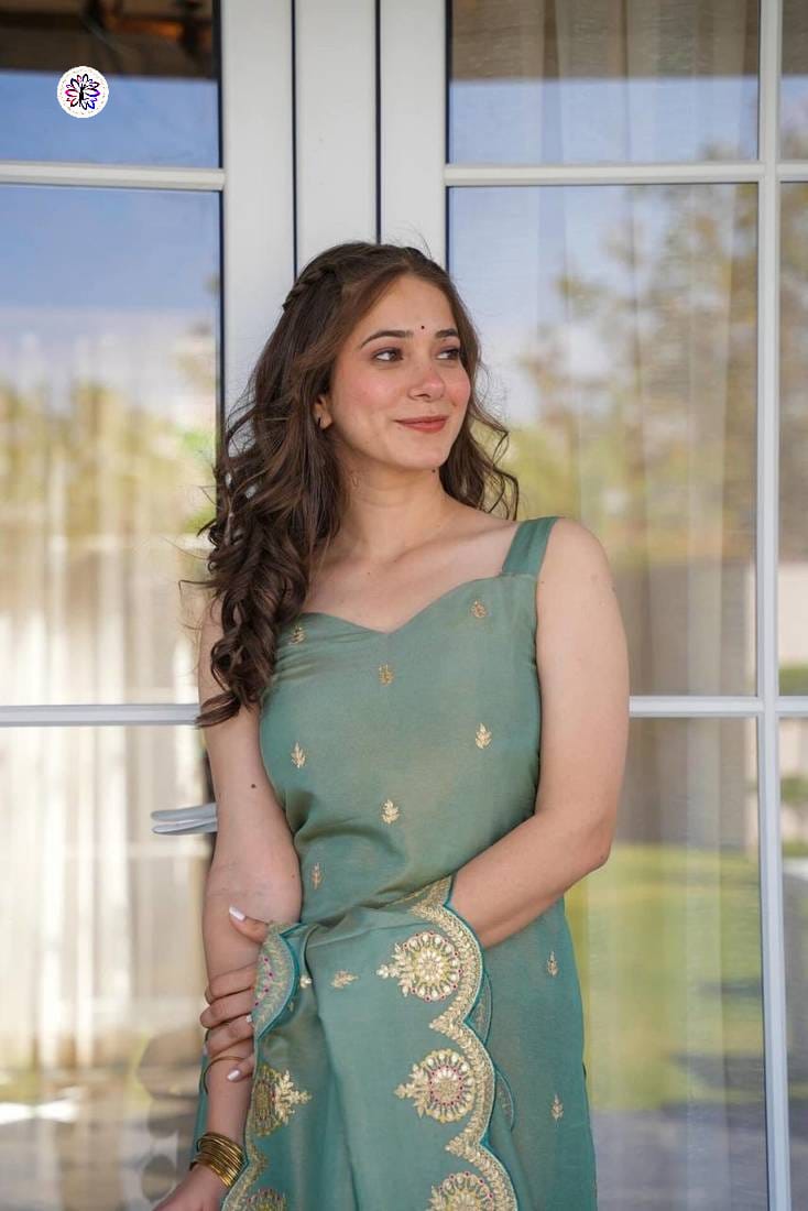 Lekha KL 640 Viscose Zari Chanderi Embroidery Kurti Bottom With Dupatta