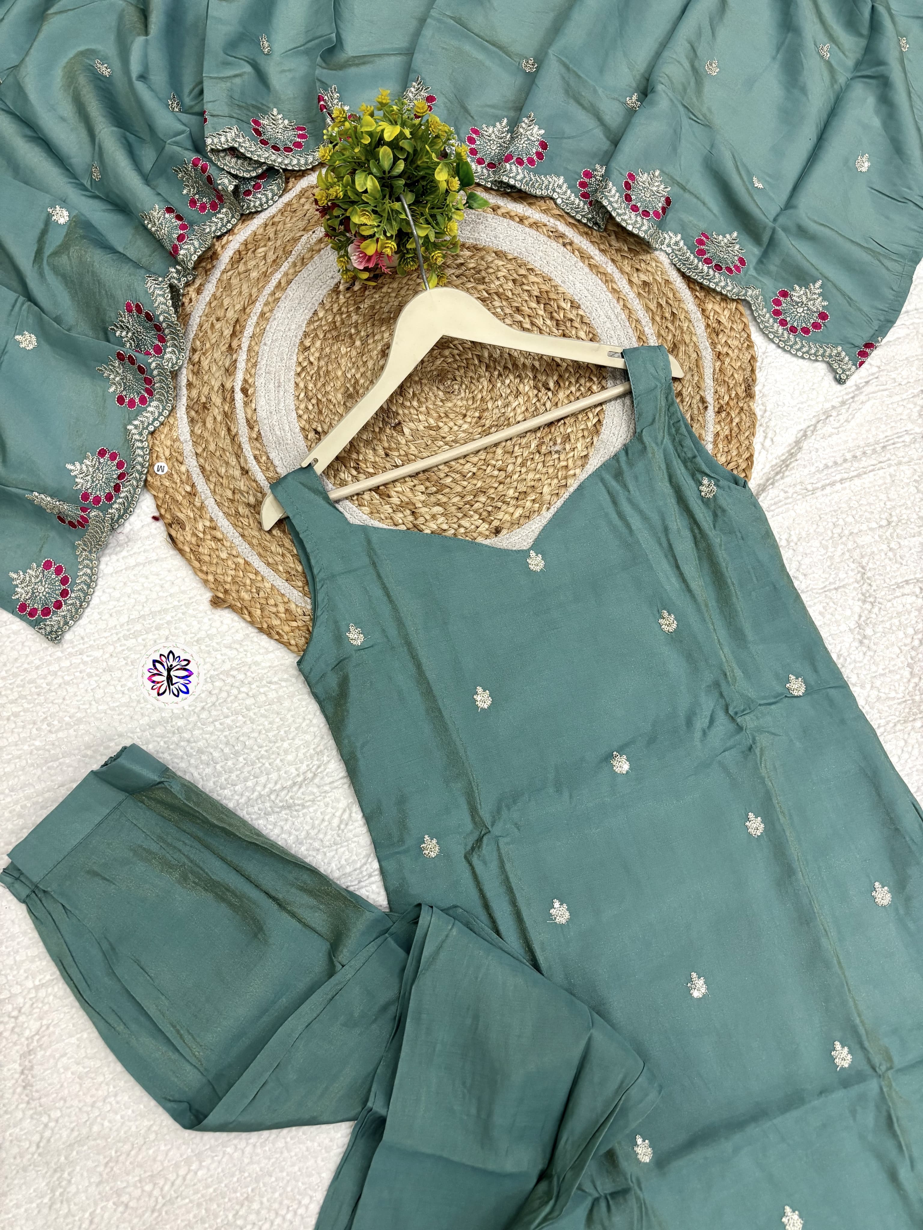 Lekha KL 640 Viscose Zari Chanderi Embroidery Kurti Bottom With Dupatta