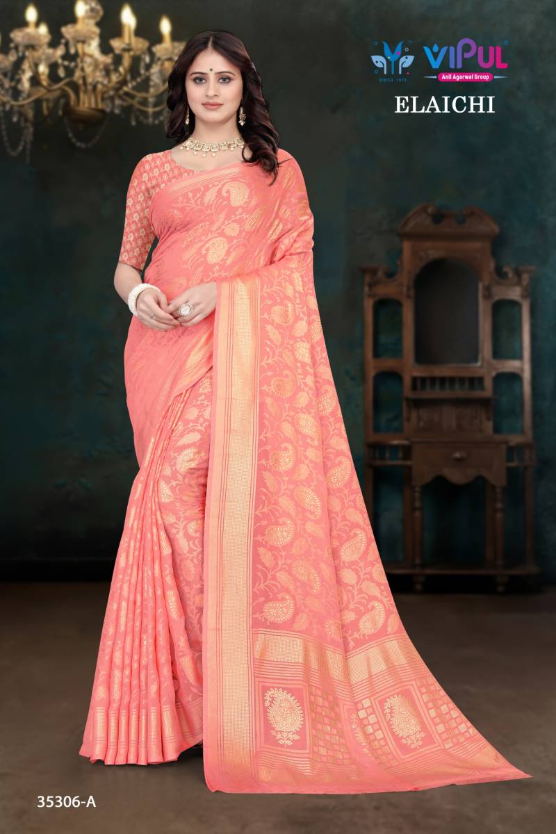 Vipul Elaichi 35306 A To D Brasso Casual Wear Saree Collection