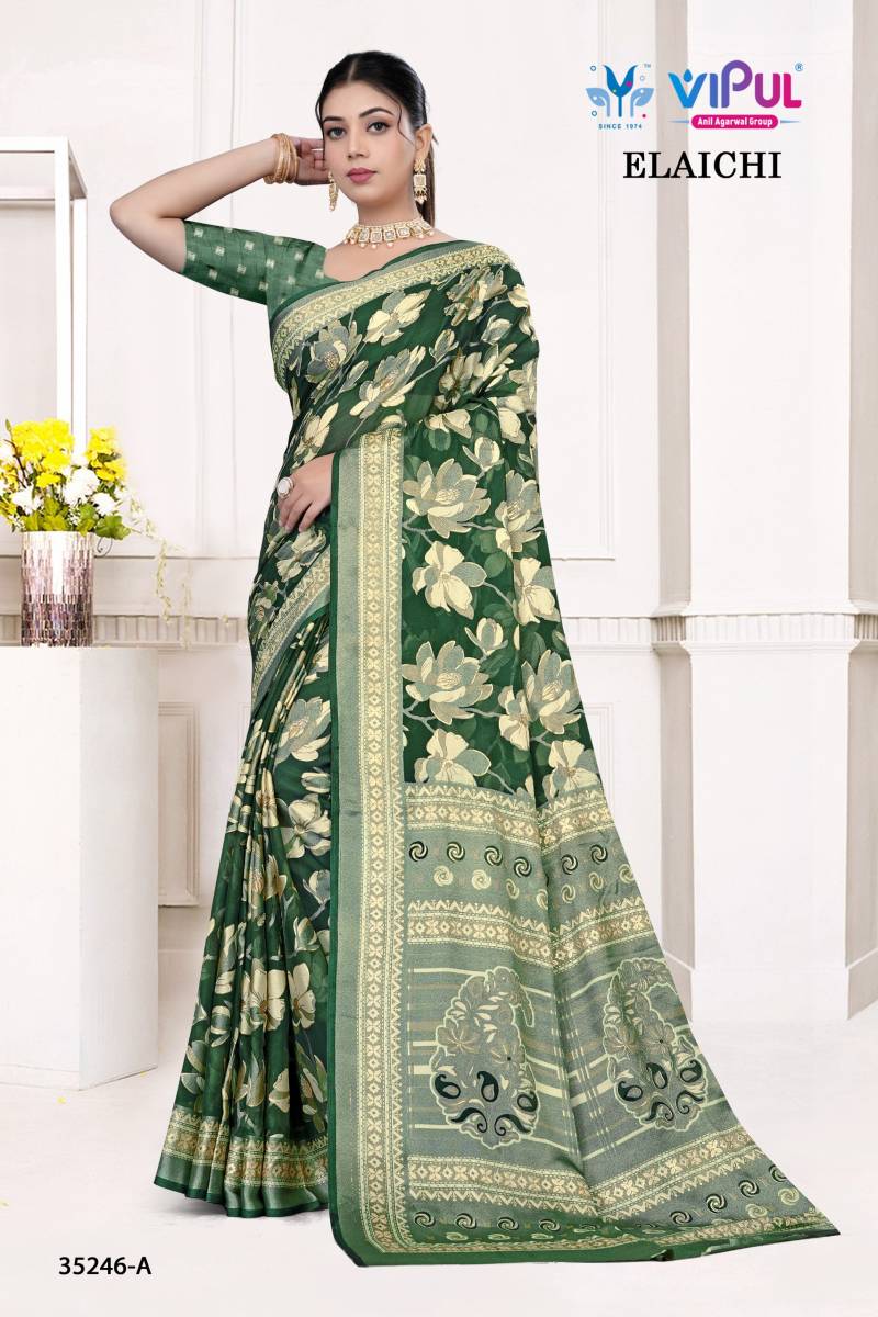 Vipul Elaichi 35246 A To D Brasso Casual Wear Saree Collection