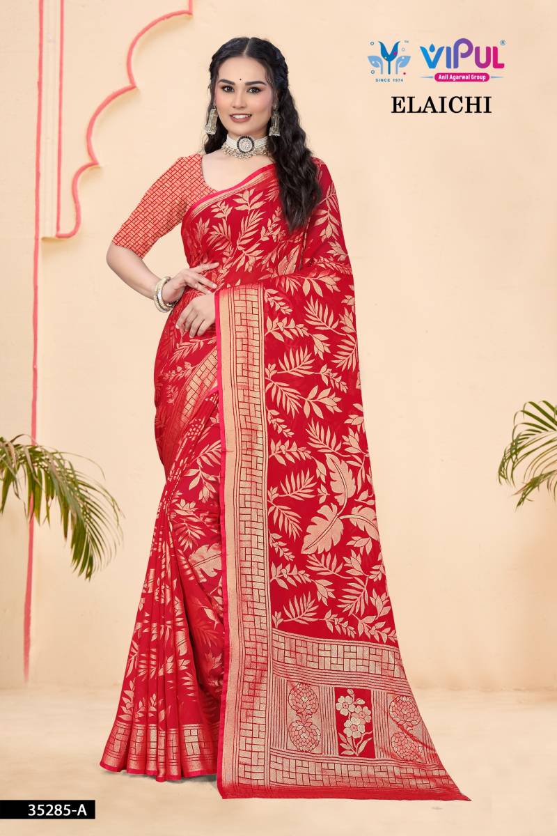 Vipul Elaichi 35285 A To D Brasso Casual Wear Saree Collection