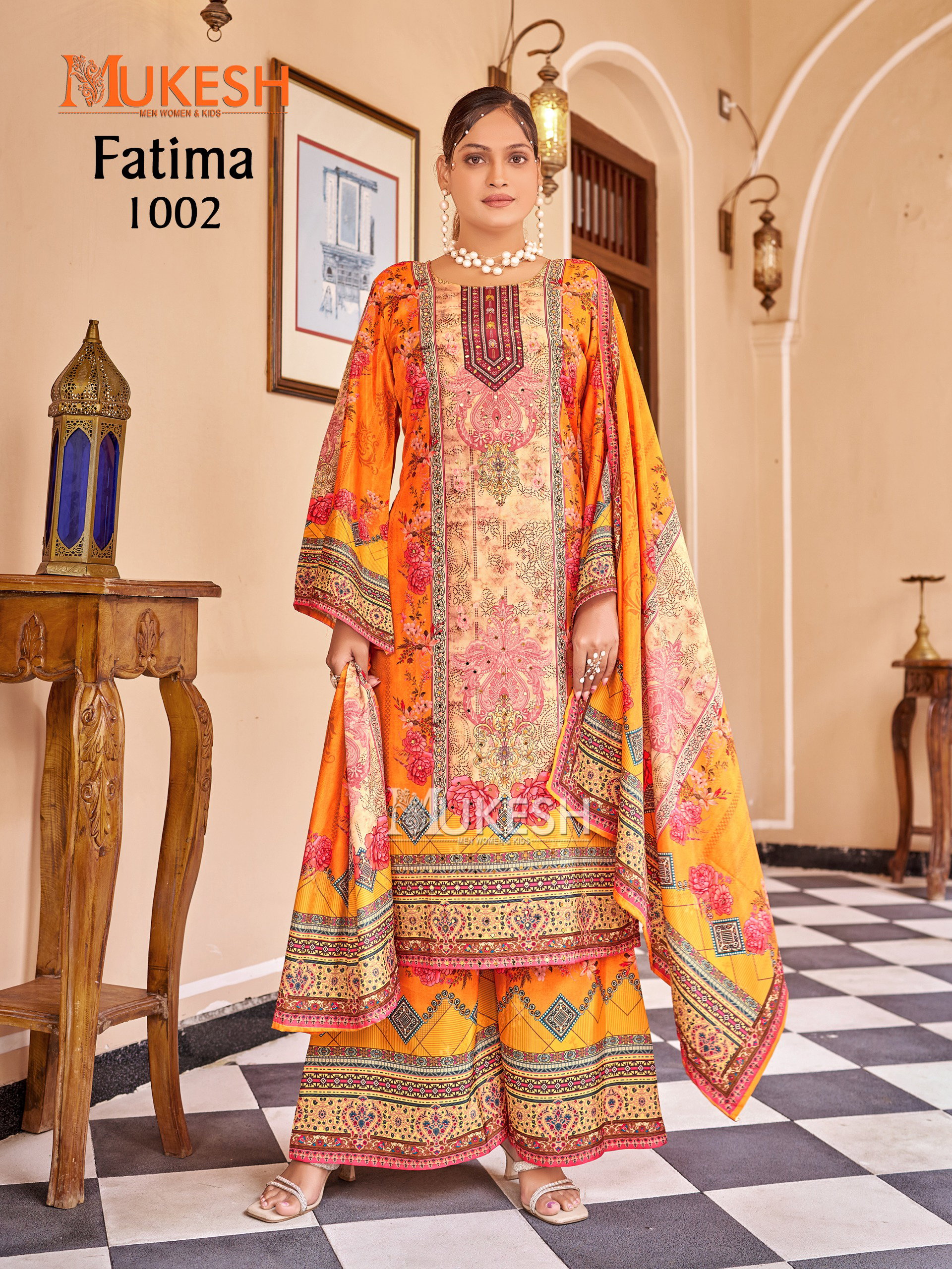 Mukesh Fatima Crepe Silk Digital Printed Readymade Pakistani Suit