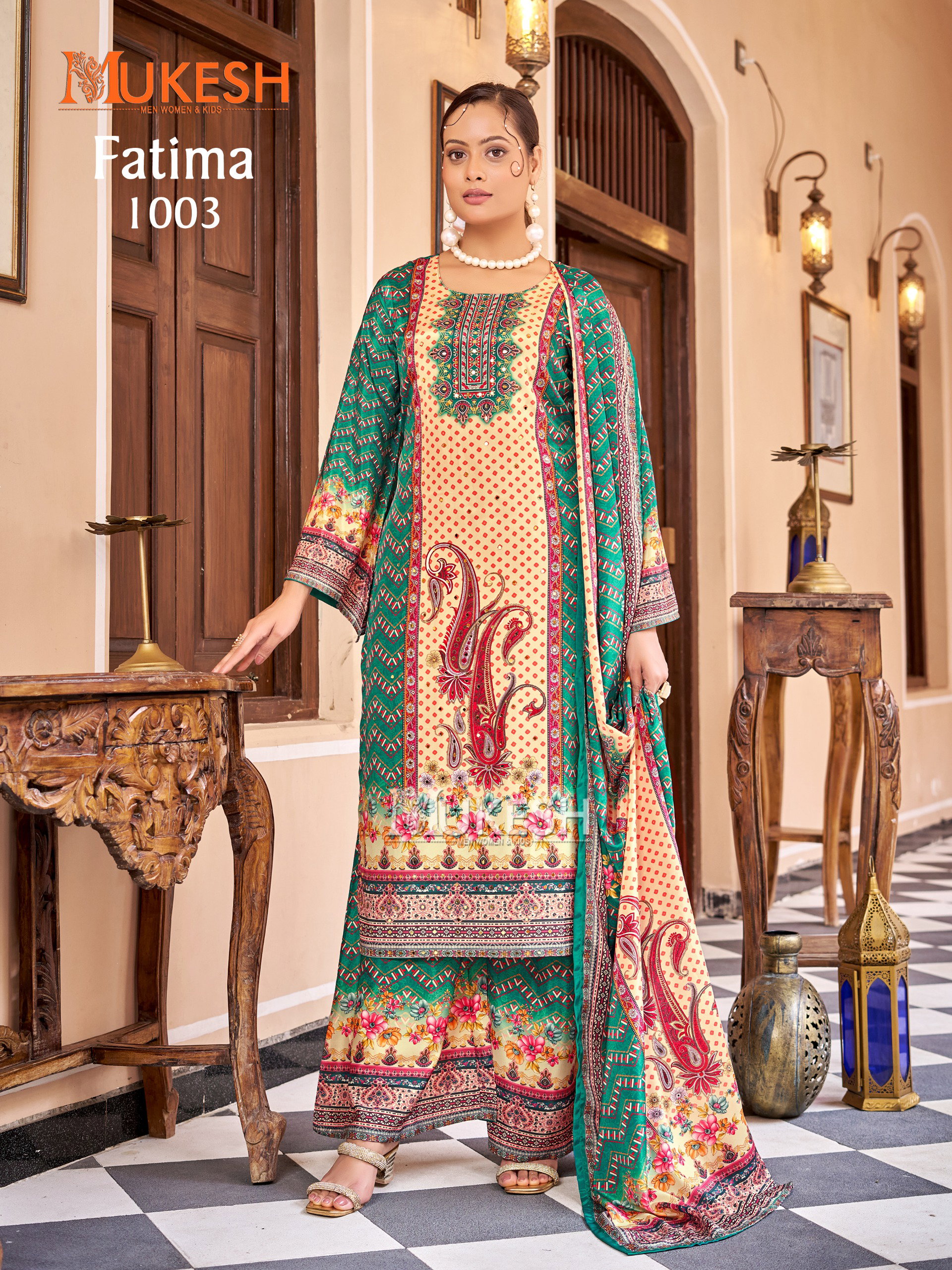 Mukesh Fatima Crepe Silk Digital Printed Readymade Pakistani Suit