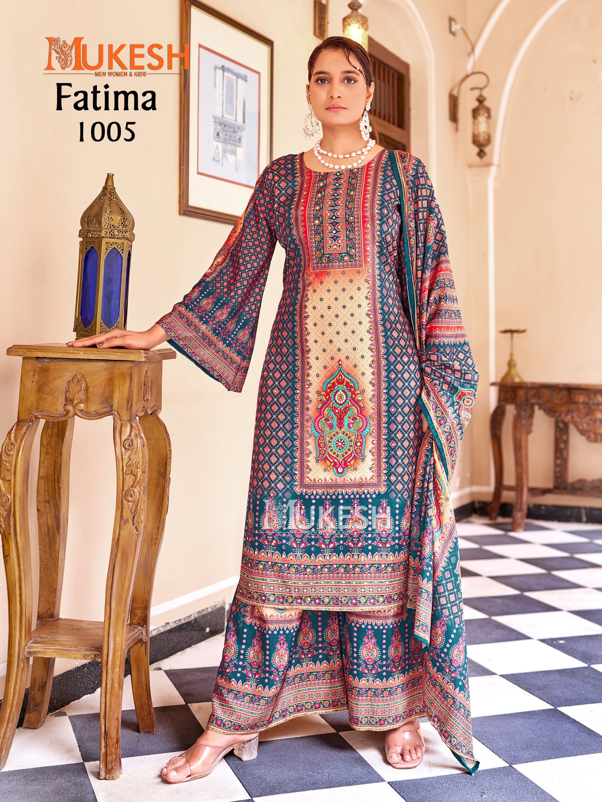 Mukesh Fatima Crepe Silk Digital Printed Readymade Pakistani Suit