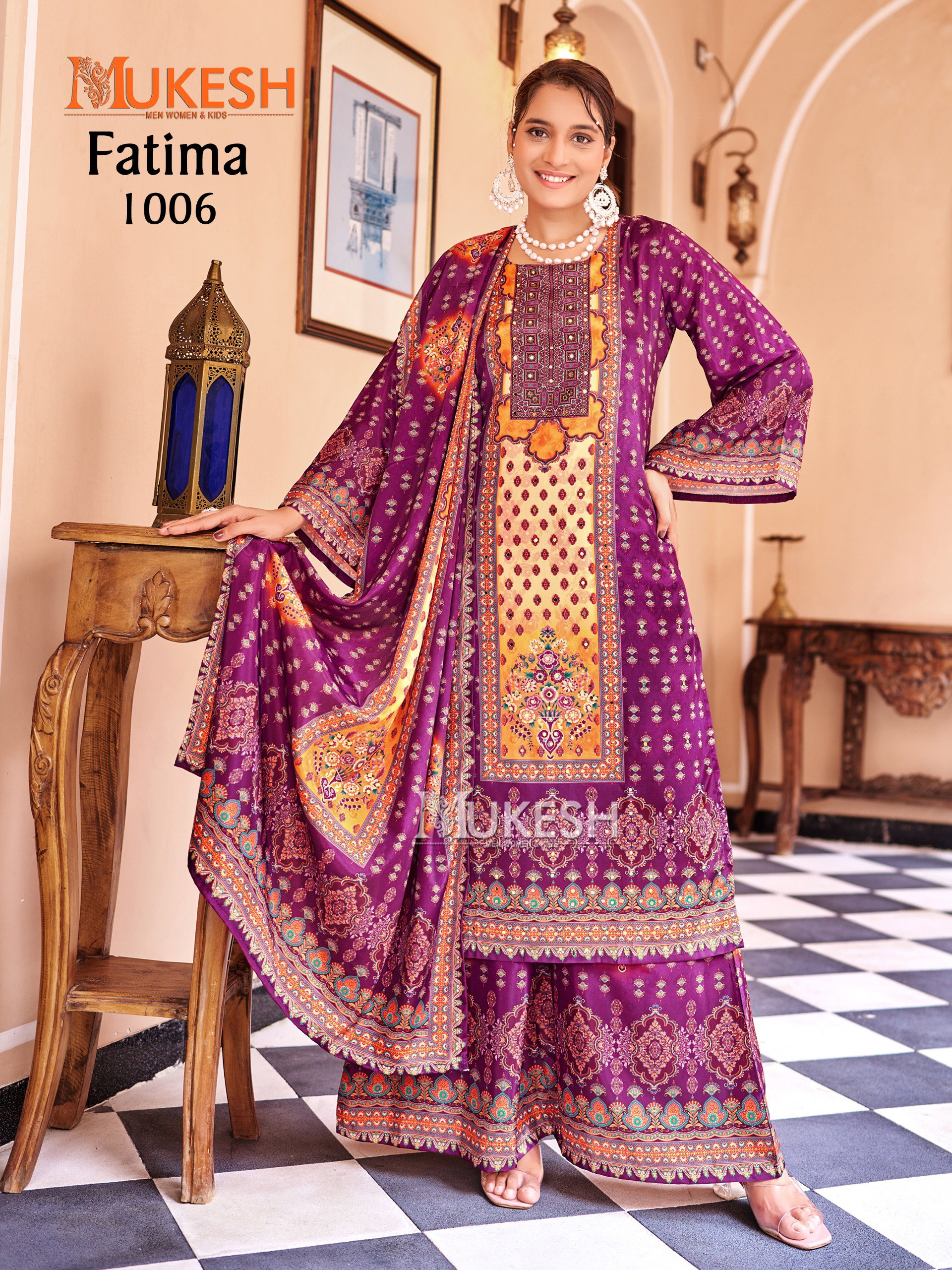 Mukesh Fatima Crepe Silk Digital Printed Readymade Pakistani Suit