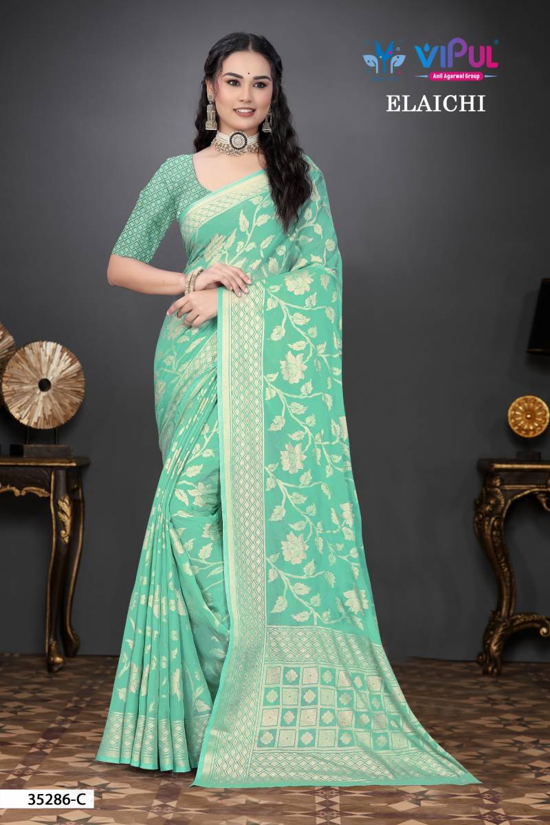 Vipul Elaichi 35286 A To D Brasso Casual Wear Saree Collection