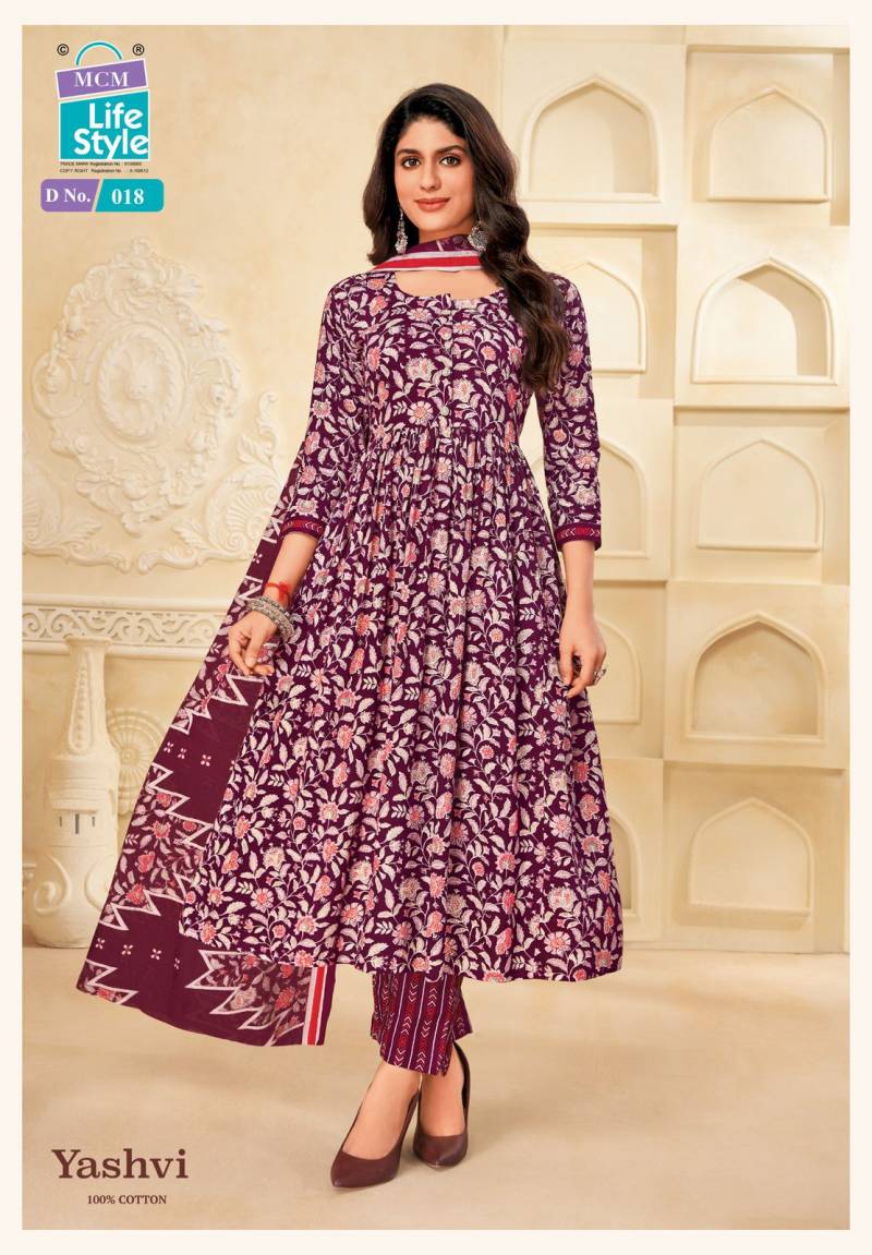 Mcm Yashvi Vol 1 Readymade Cotton Printed Anarkali Kurti Set Collection