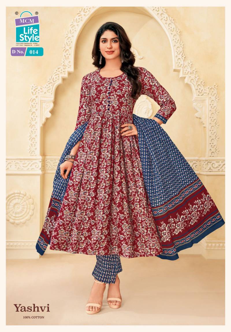 Mcm Yashvi Vol 1 Readymade Cotton Printed Anarkali Kurti Set Collection