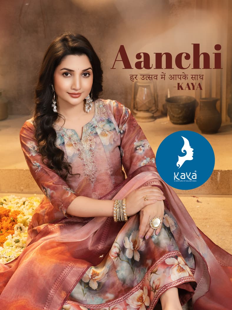 Kaya Aanchi Tissue Shimmer Digital Print Kurti Pant And Dupatta