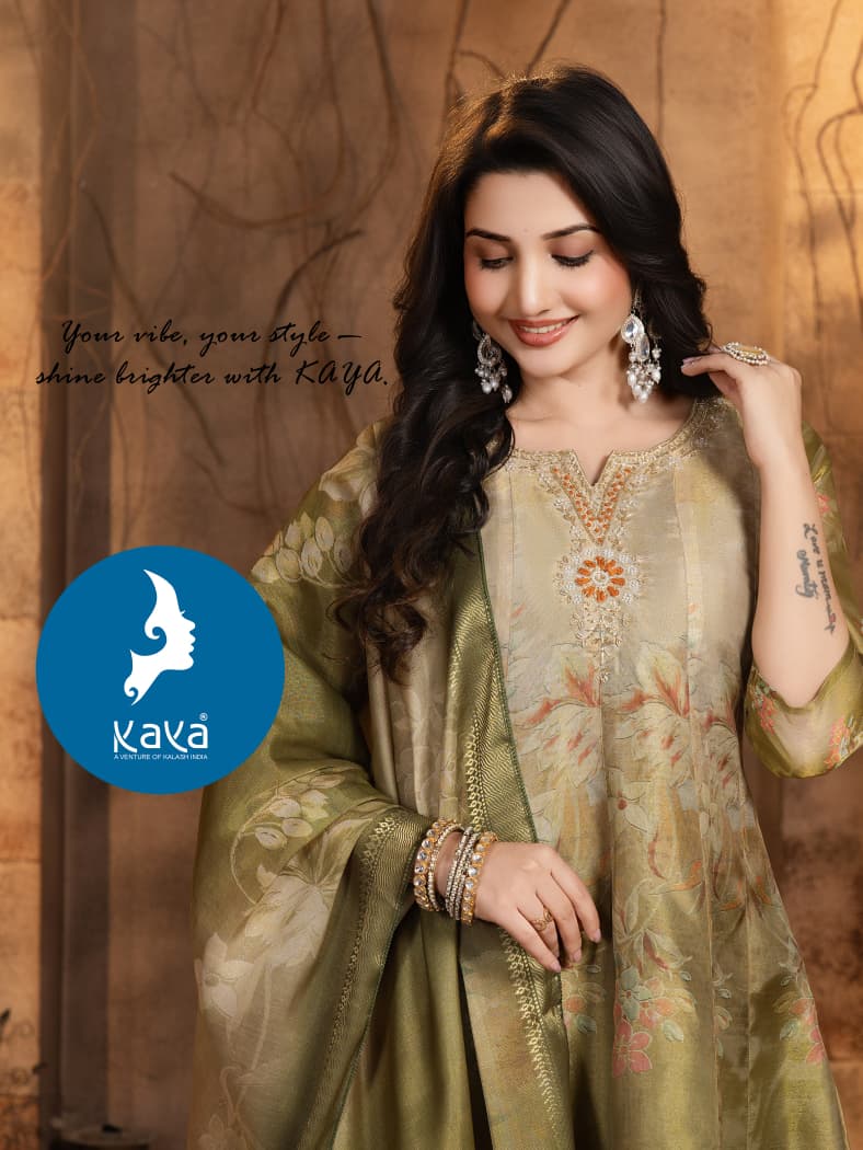 Kaya Aanchi Tissue Shimmer Digital Print Kurti Pant And Dupatta