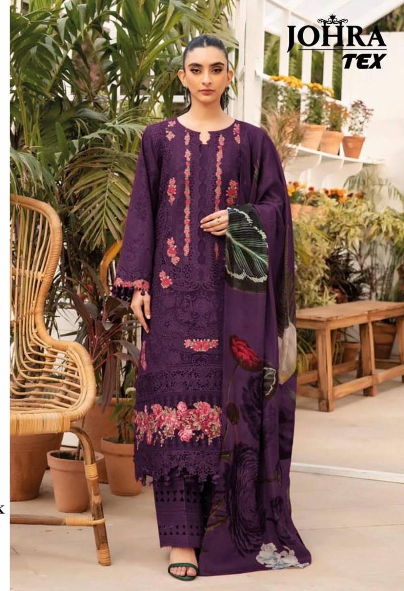 Johra Tex 182 B Cambric Cotton With Work Pakistani Salwar Kameez