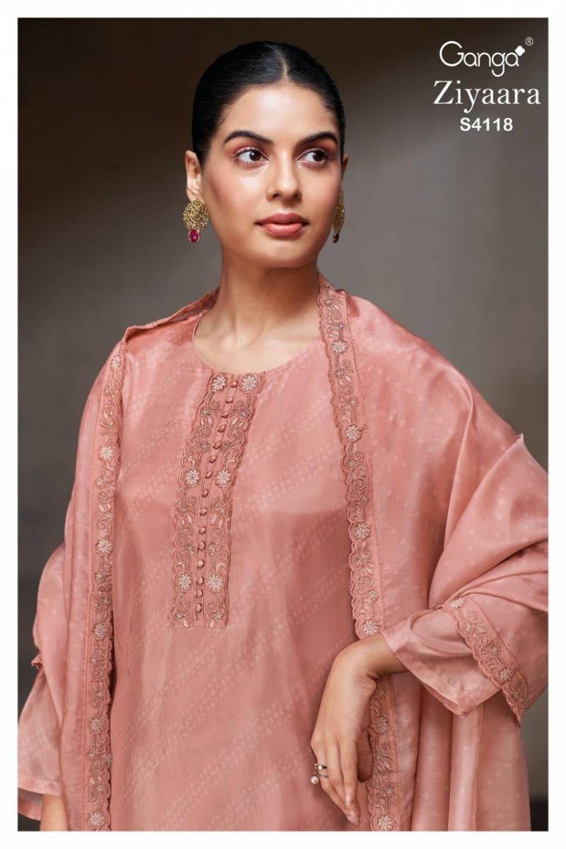 Ganga Ziyaara 4118 Bemberg Printed Embroidery Salwar Kameez