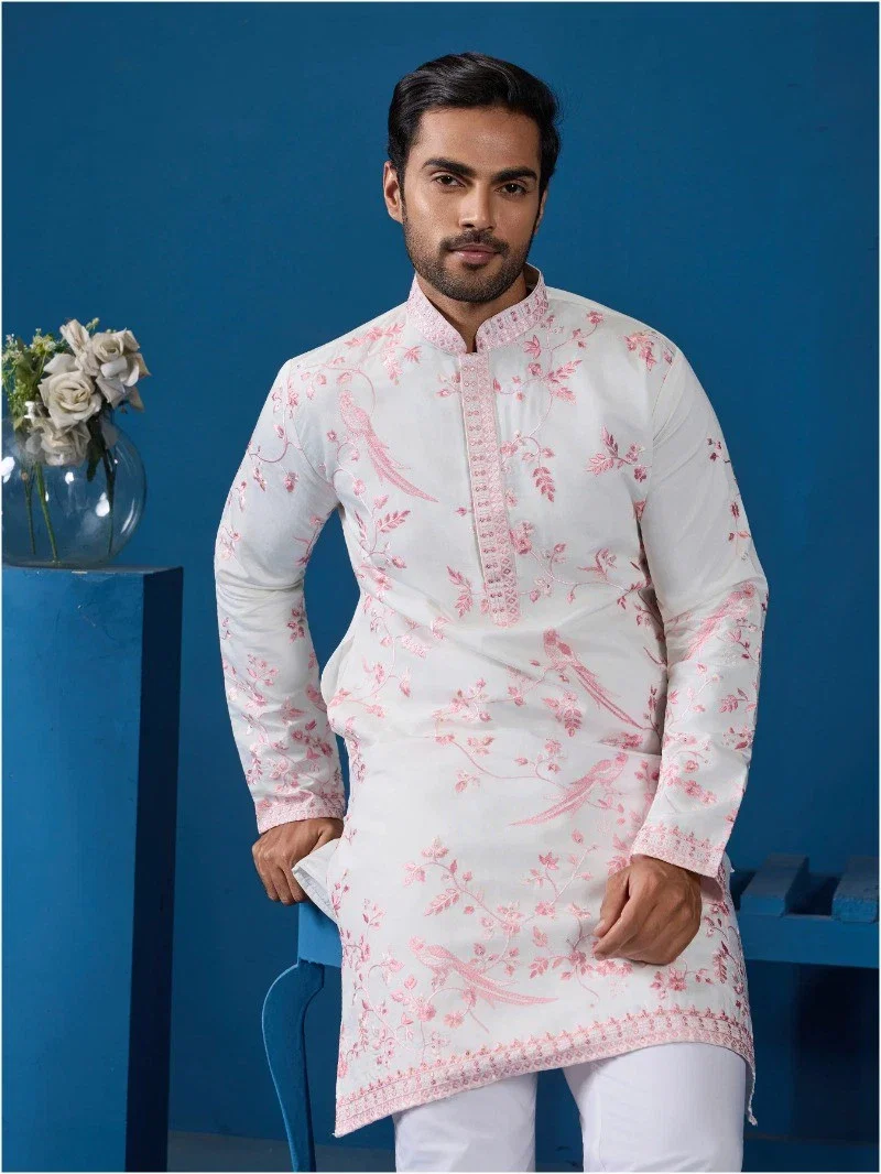 Shubhvastra Culture Couture Viscose Silk Threadwork Kurta And Bottom