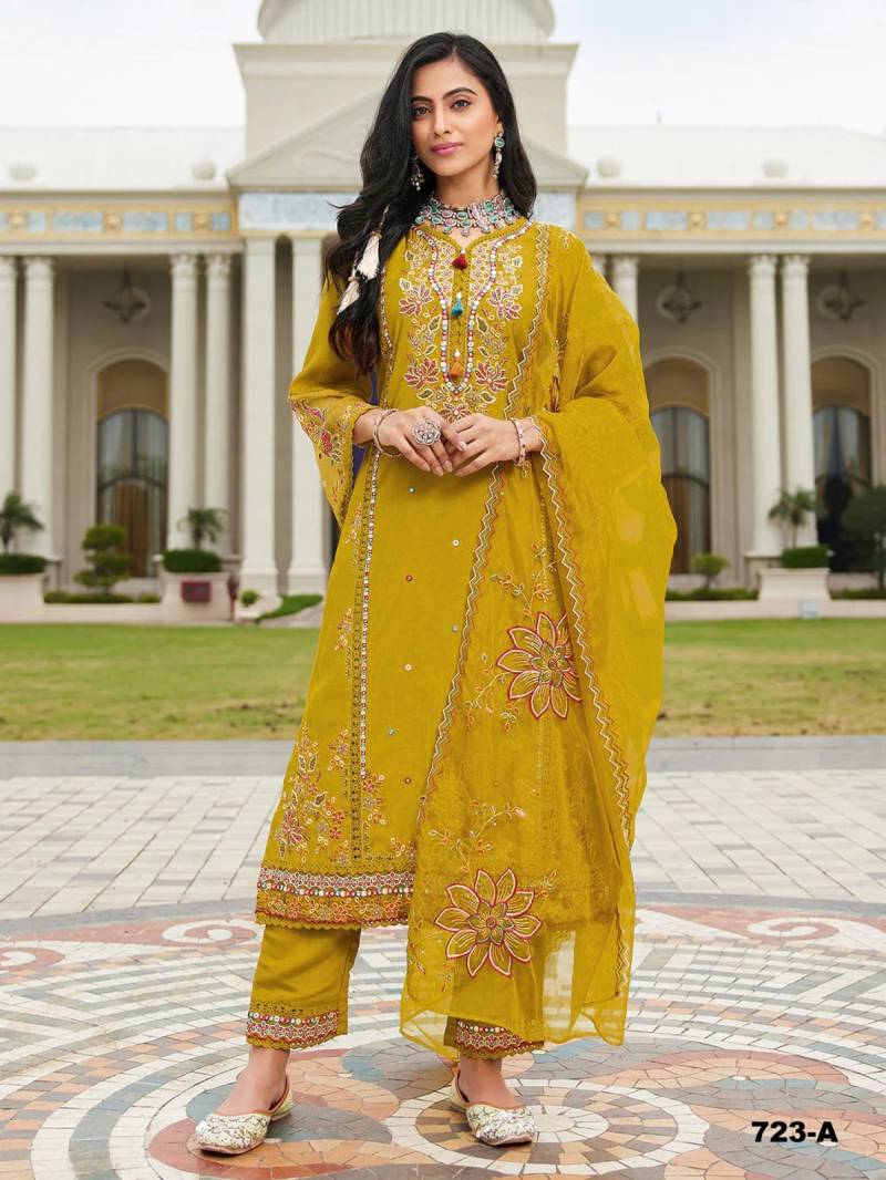 Super Hit 723 Cotton Viscose Thread Worked Designer Salwar Suits Collection