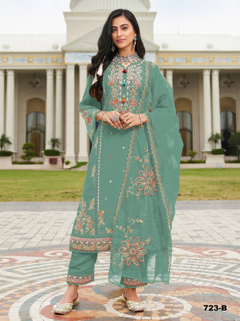Super Hit 723 Cotton Viscose Thread Worked Designer Salwar Suits Collection