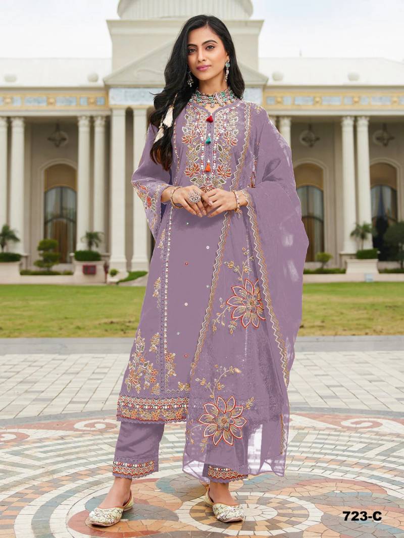 Super Hit 723 Cotton Viscose Thread Worked Designer Salwar Suits Collection