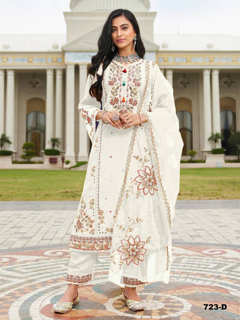 Super Hit 723 Cotton Viscose Thread Worked Designer Salwar Suits Collection