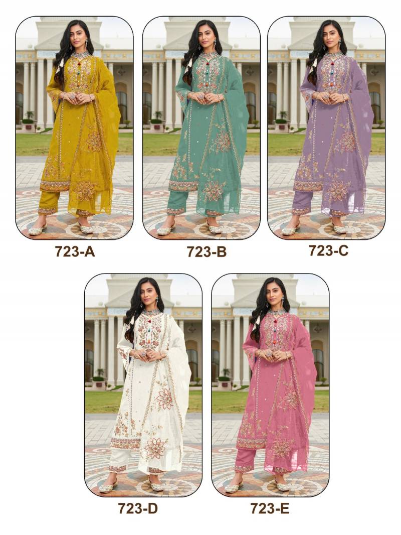 Super Hit 723 Cotton Viscose Thread Worked Designer Salwar Suits Collection