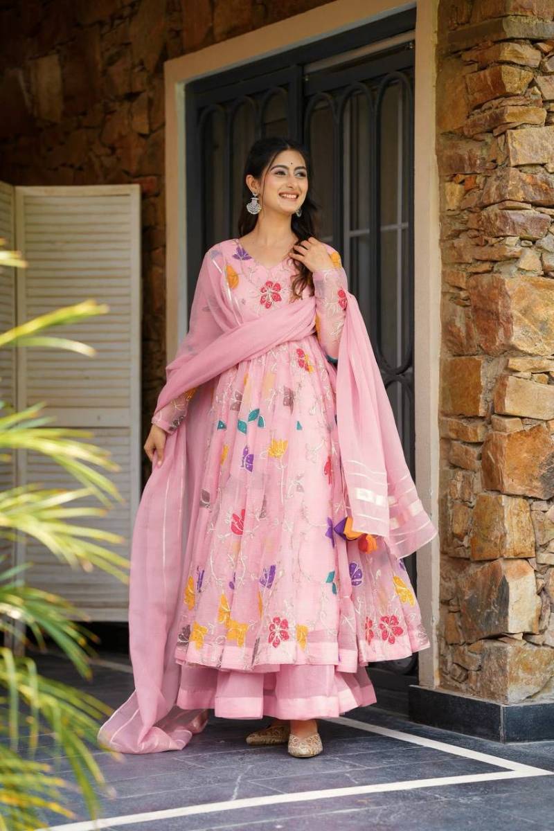 5012 Beautiful Star Georgette Embroidery Floral Worked Anarkali Kurti Collection