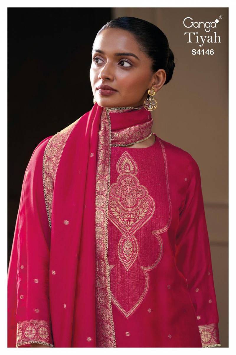Ganga Tiyah 4146 Viscose Silk Jacquard Work Salwar Kameez Collection