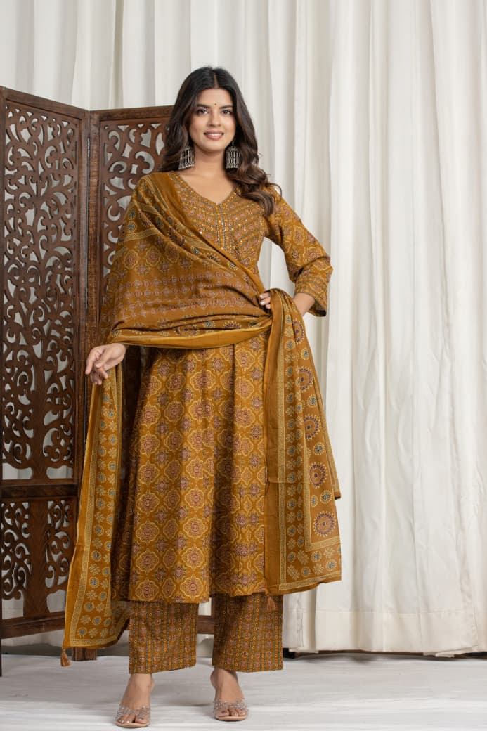 Naisha K 450 Cotton Simple And Casual Wear Top Bottom And Dupatta