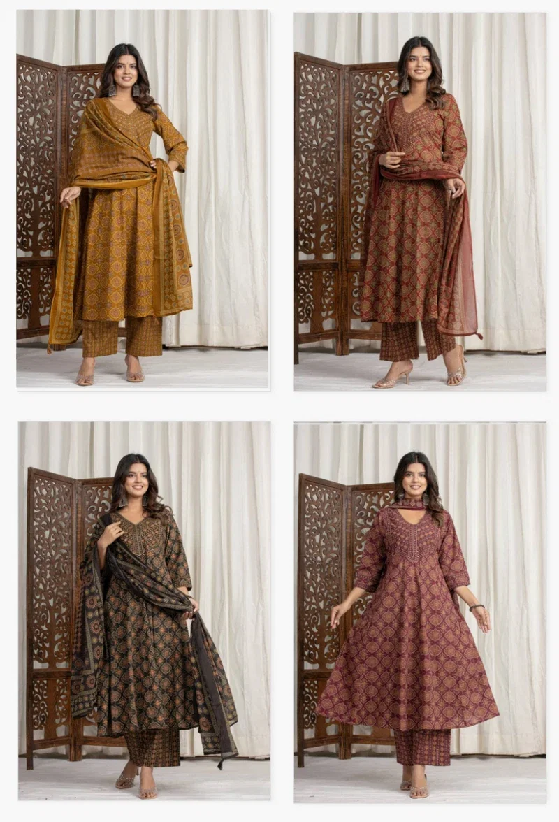 Naisha K 450 Cotton Simple And Casual Wear Top Bottom And Dupatta
