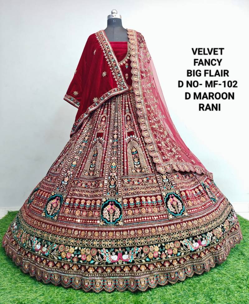 Mf 102 And 103 Velvet Paitch Worked Designer Bridal Lehenga Collection