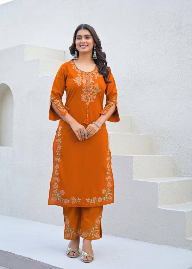 Naisha K 449 Cotton Embroidered Stylish Kurti Pant And Dupatta