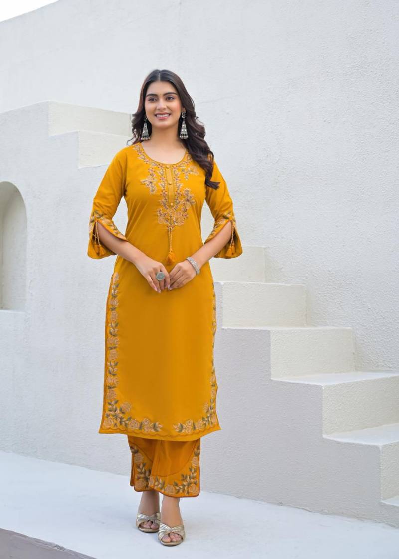 Naisha K 449 Cotton Embroidered Stylish Kurti Pant And Dupatta