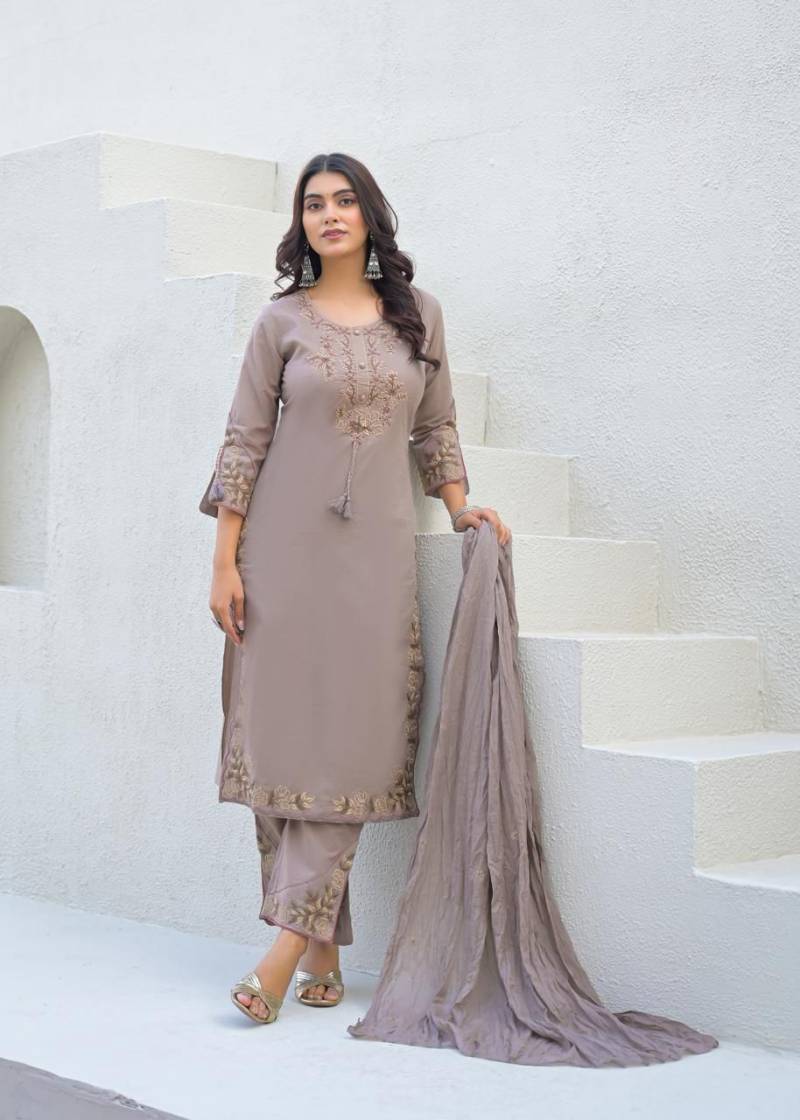 Naisha K 449 Cotton Embroidered Stylish Kurti Pant And Dupatta