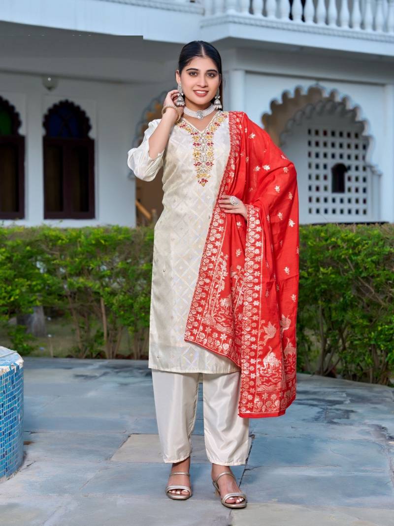 Naisha K 452 Georgette Festival Wear Kurti Pant And Dupatta